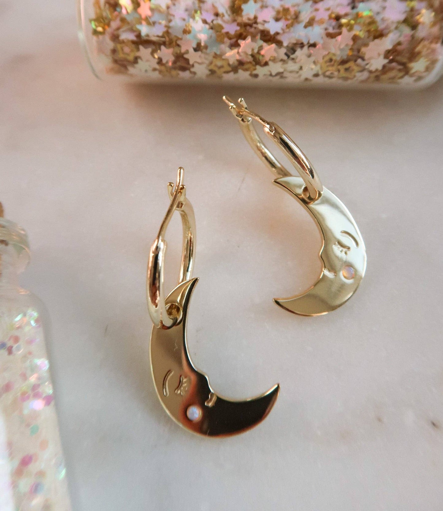 You are my Moonlit Secret Moon Hoop Earrings