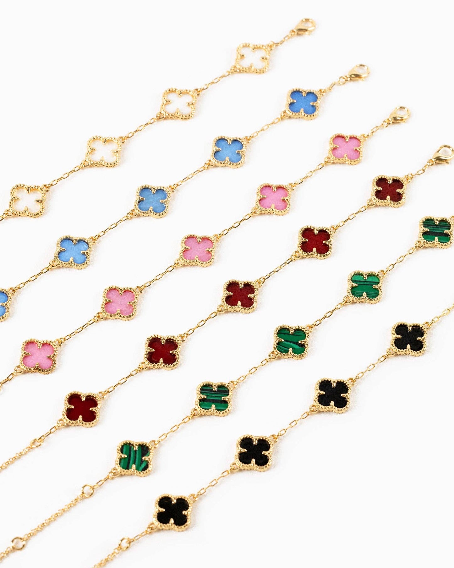 MOP Double-Sided Clover Station Holiday Bracelet