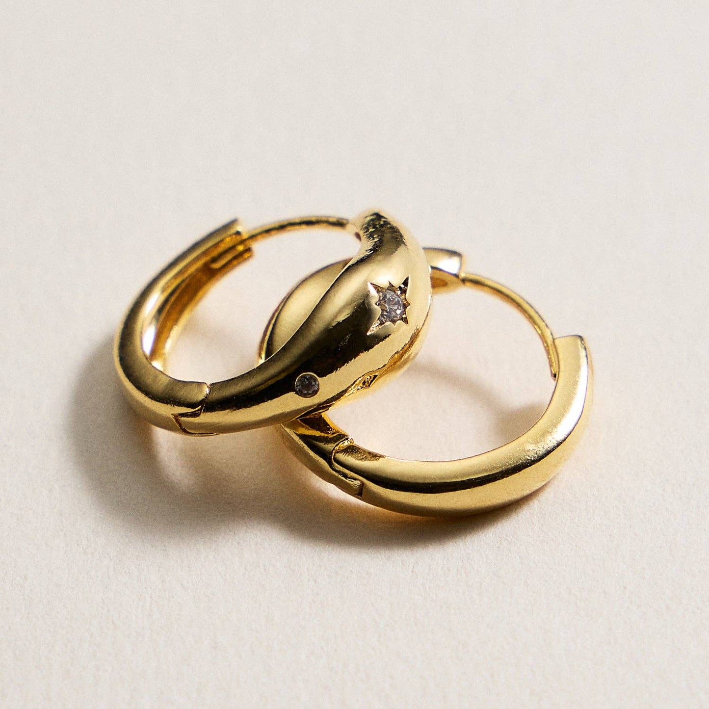 Gold-Dipped Hoop Earrings with Star CZ Accents