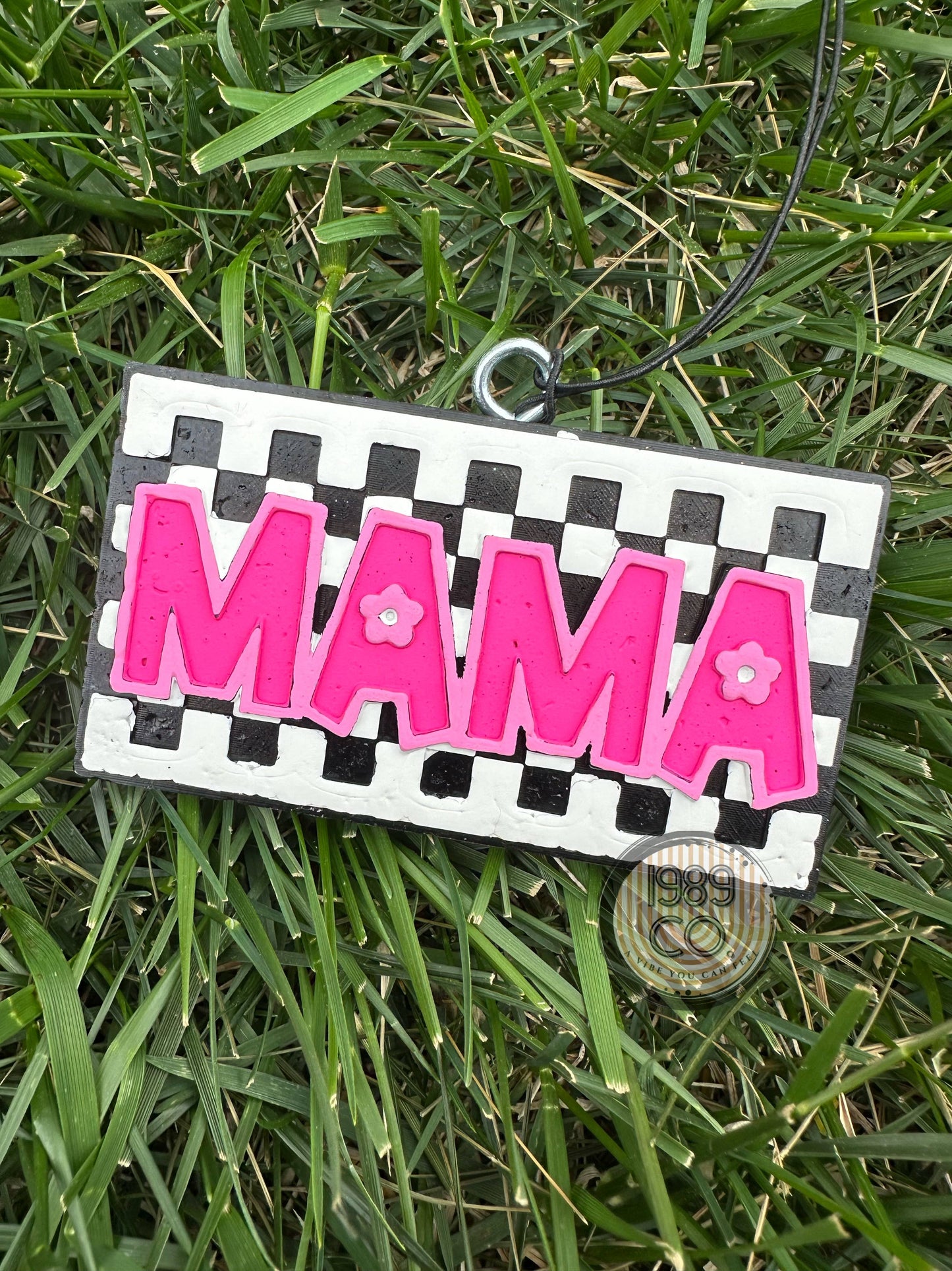 Checkered Mama (pink and black) Car Freshie