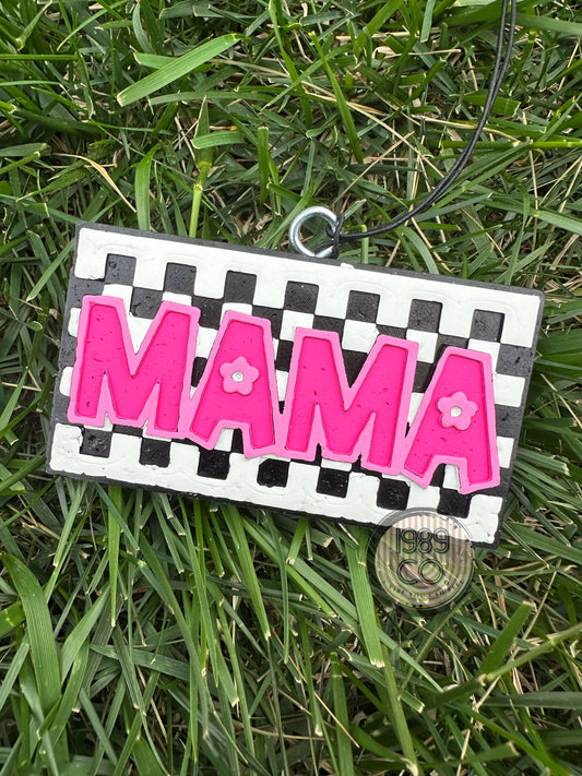 Checkered Mama (pink and black) Car Freshie