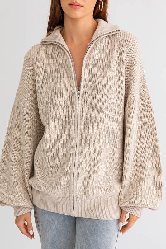 Le Lis | ZIP UP OVERSIZED SWEATER CARDIGAN