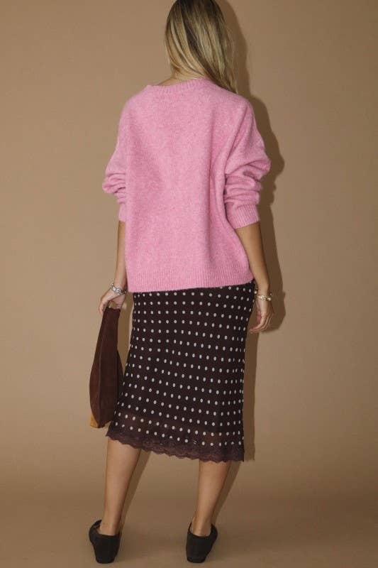 Dalmatian Dog Fuzzy Pink Sweater