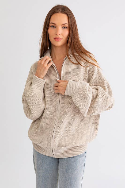 Le Lis | ZIP UP OVERSIZED SWEATER CARDIGAN