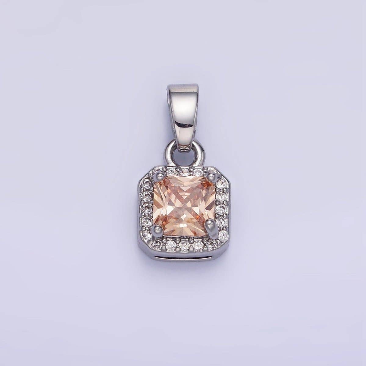 14K Gold Filled CZ Micro Paved Edged Square Pendant in Gold & Silver | AA1270 - AA1280
