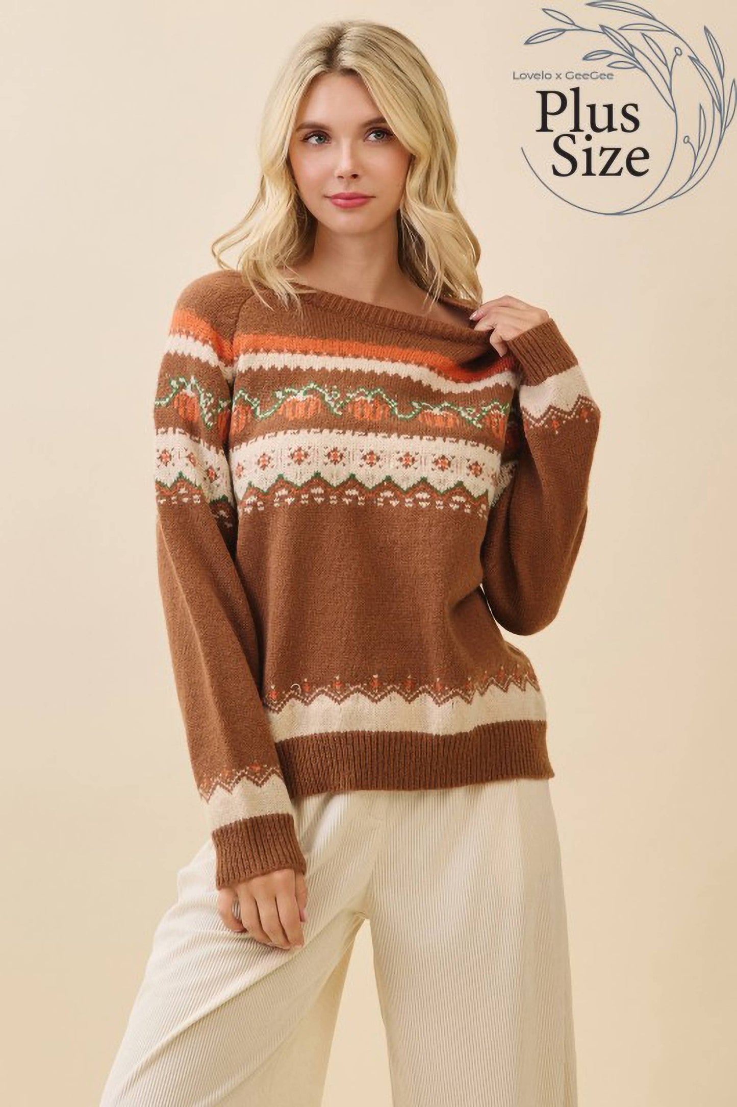 LOVELO | Plus Autumn Pumpkin Knit Sweater