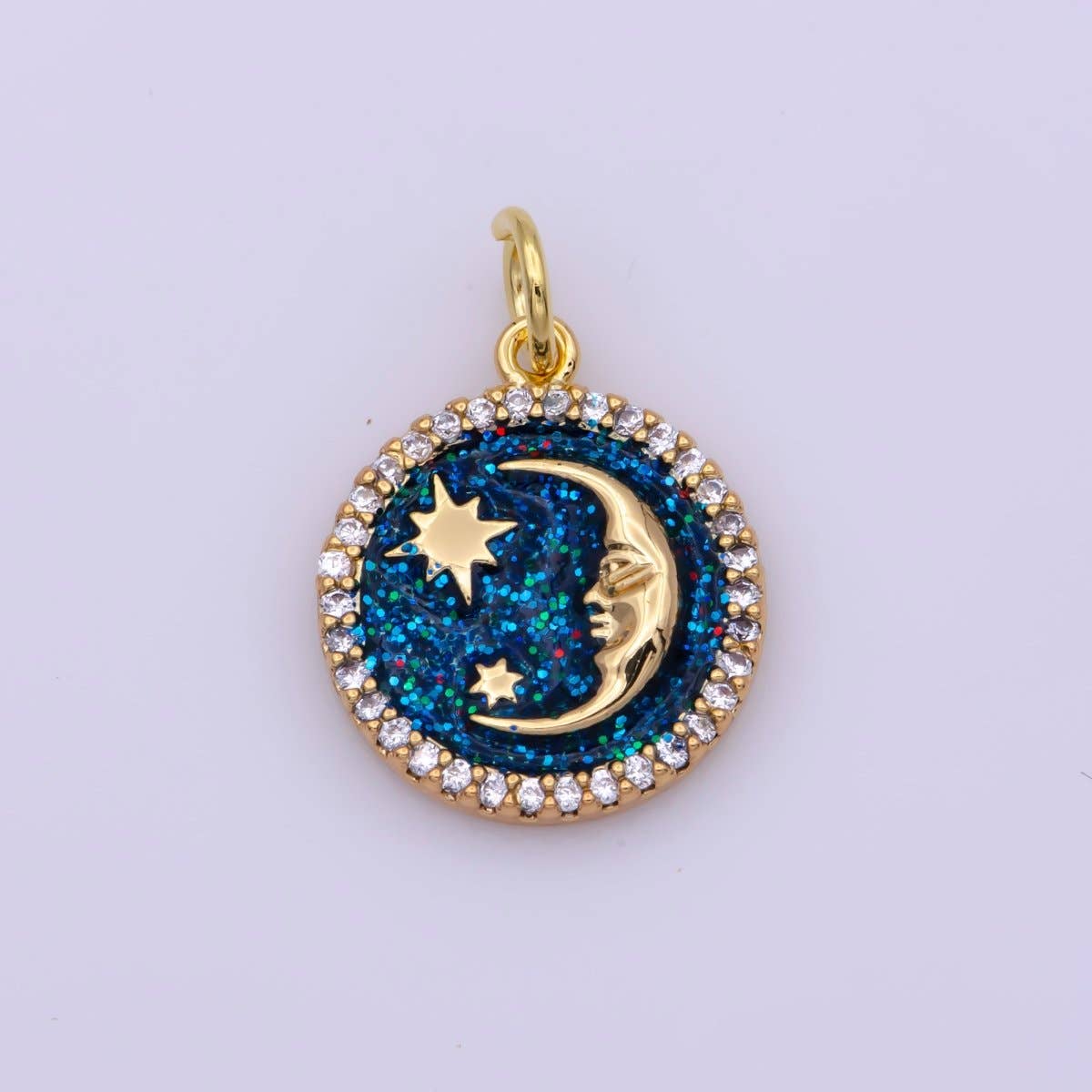 Celestial Enamel Moon and Star Charm