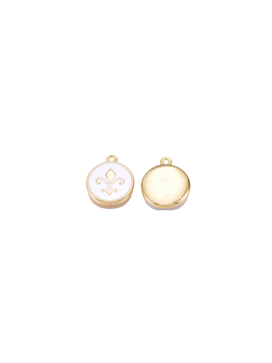 Gold Fleur De Lis Round Charm
