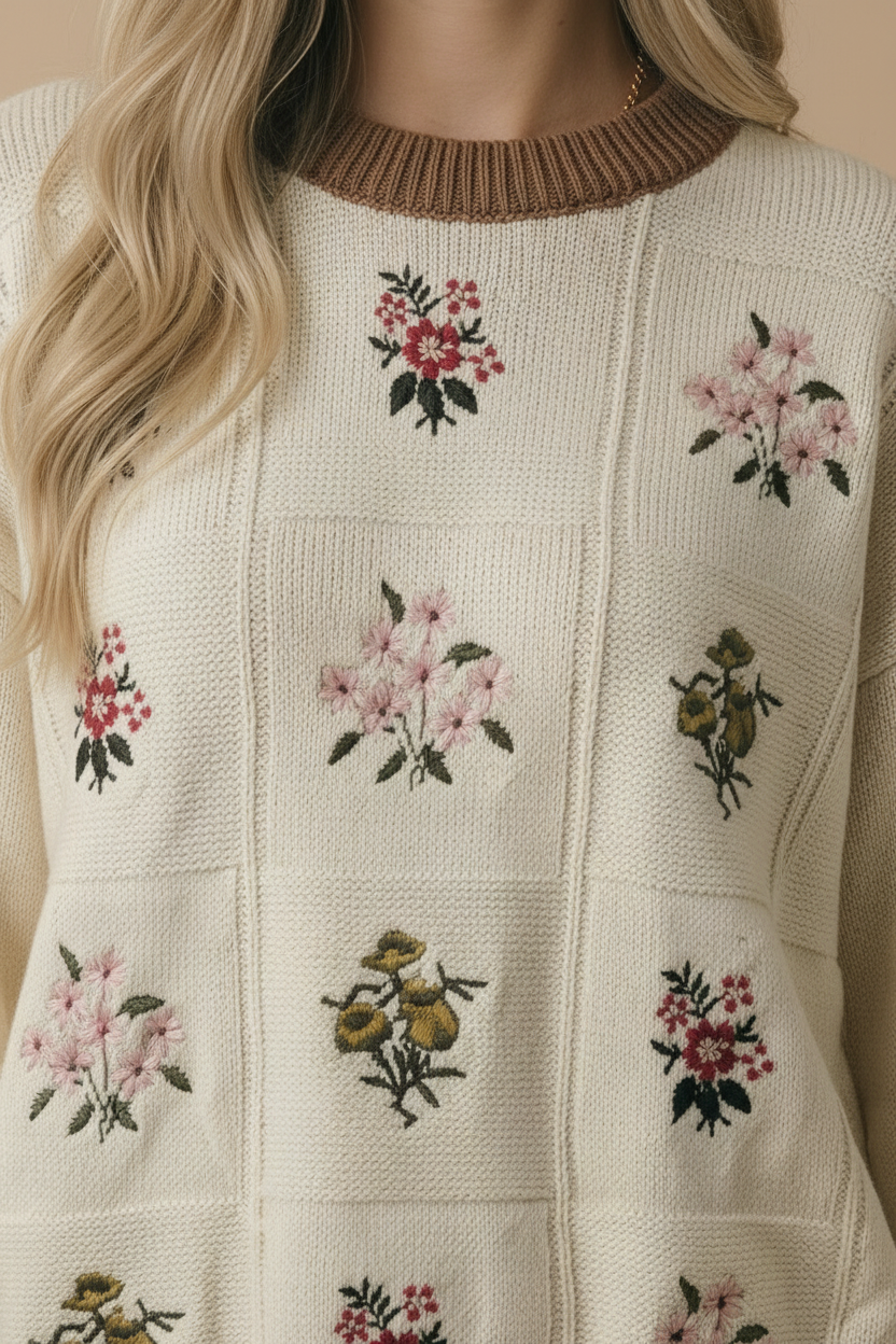 Floral Embroidered Knit Top