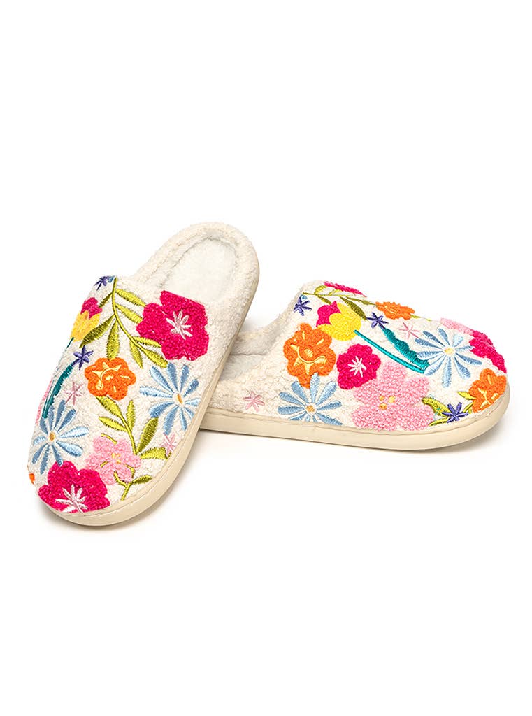 Indoor / Outdoor Slippers - Flowers in Bloom - White