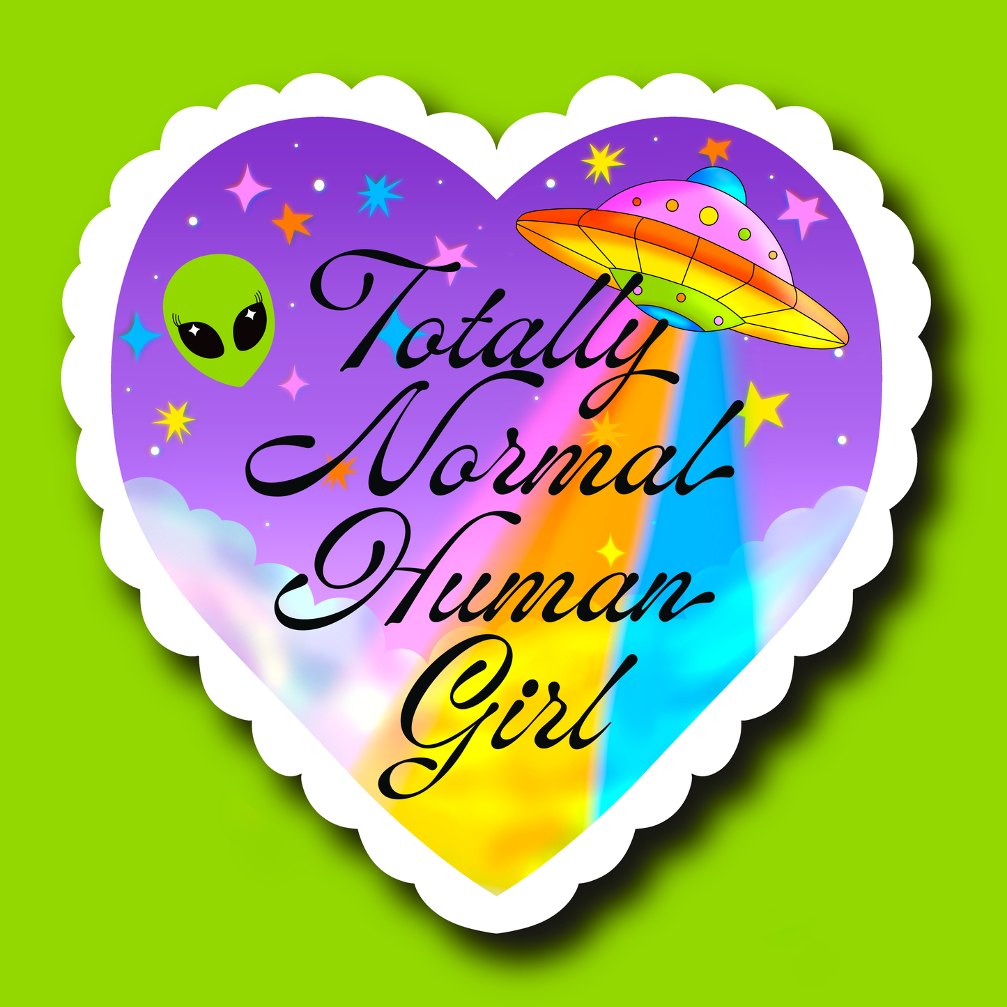 Normal human girl sticker alien hydroflask planner