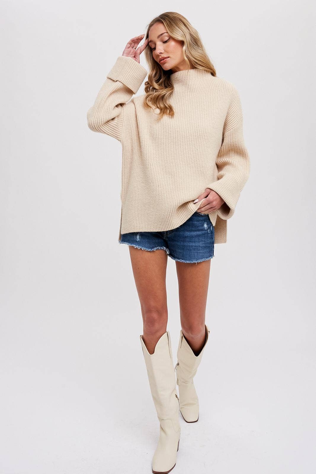 FUNNEL NECK OVERSIZED PULLOVER