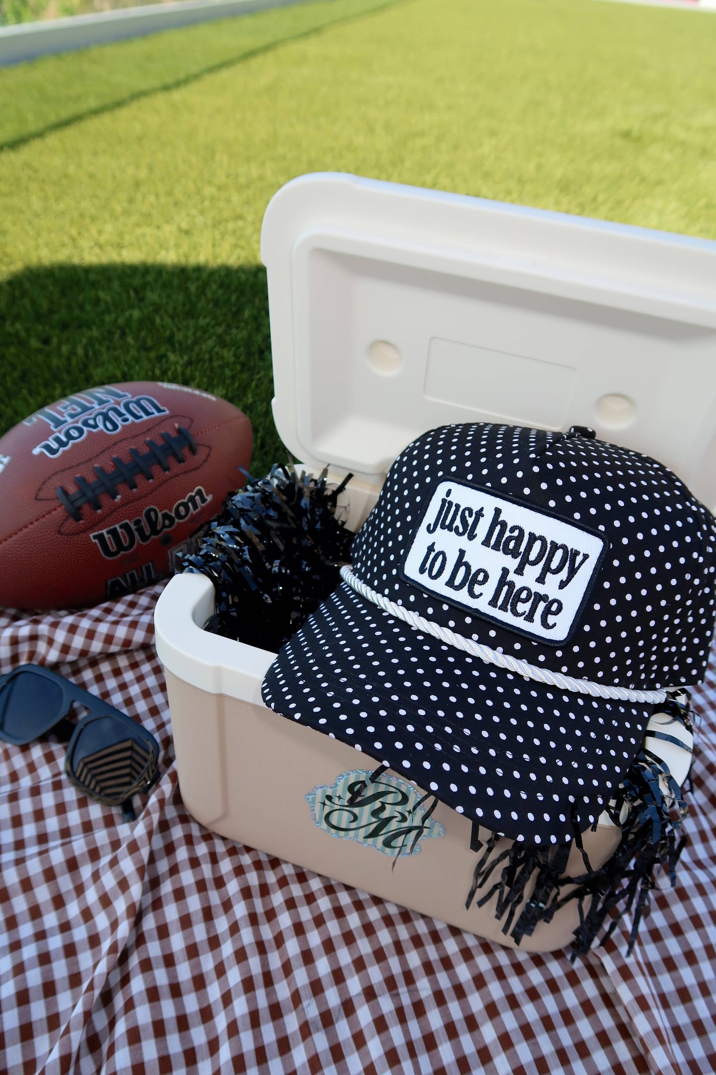 Just Happy To Be Here Polka Dot Patch Hat Game Day Hat