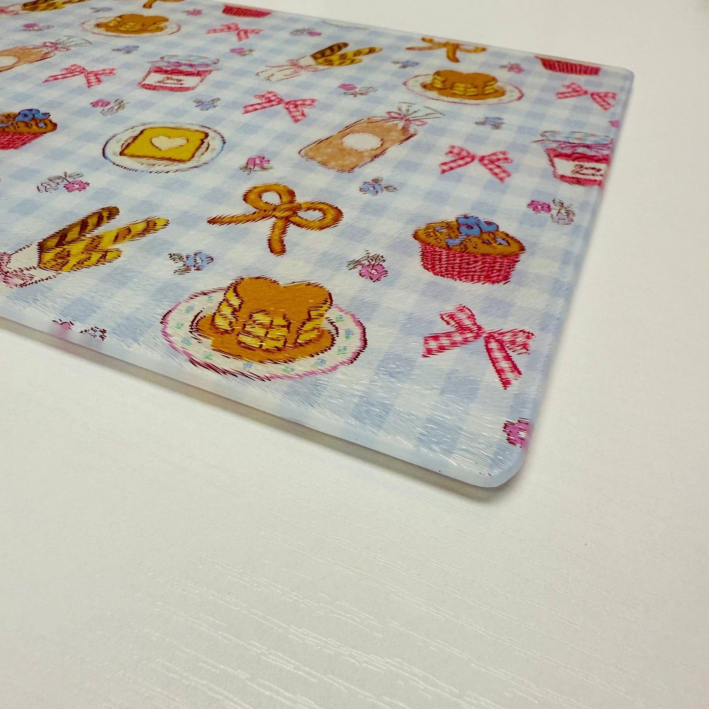 Glass Cutting Board, Coquette Gingham Breakfast