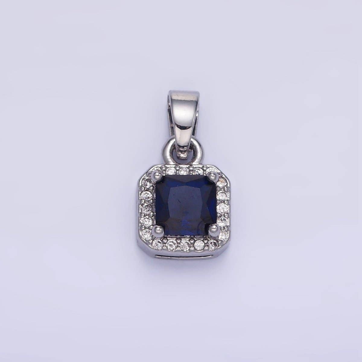 14K Gold Filled CZ Micro Paved Edged Square Pendant in Gold & Silver | AA1270 - AA1280
