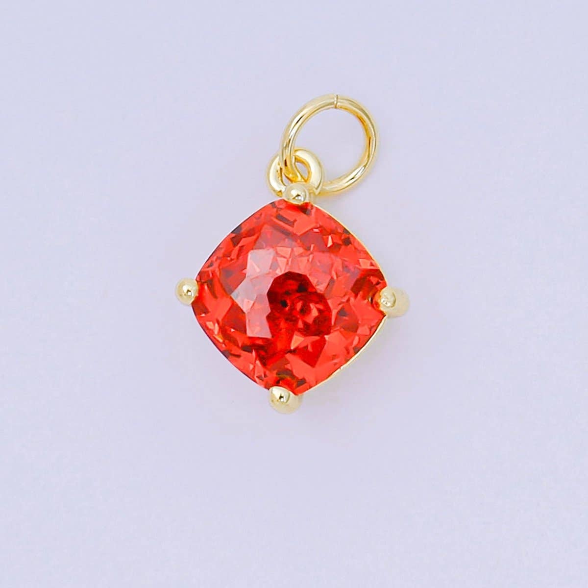 24K Gold Filled 13mm Rhombus Multicolor Birthstone CZ Charm in Gold | AC1561 - AC1567