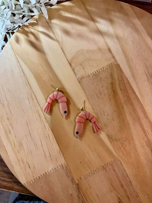 Shrimp Polymer Clay Earrings
