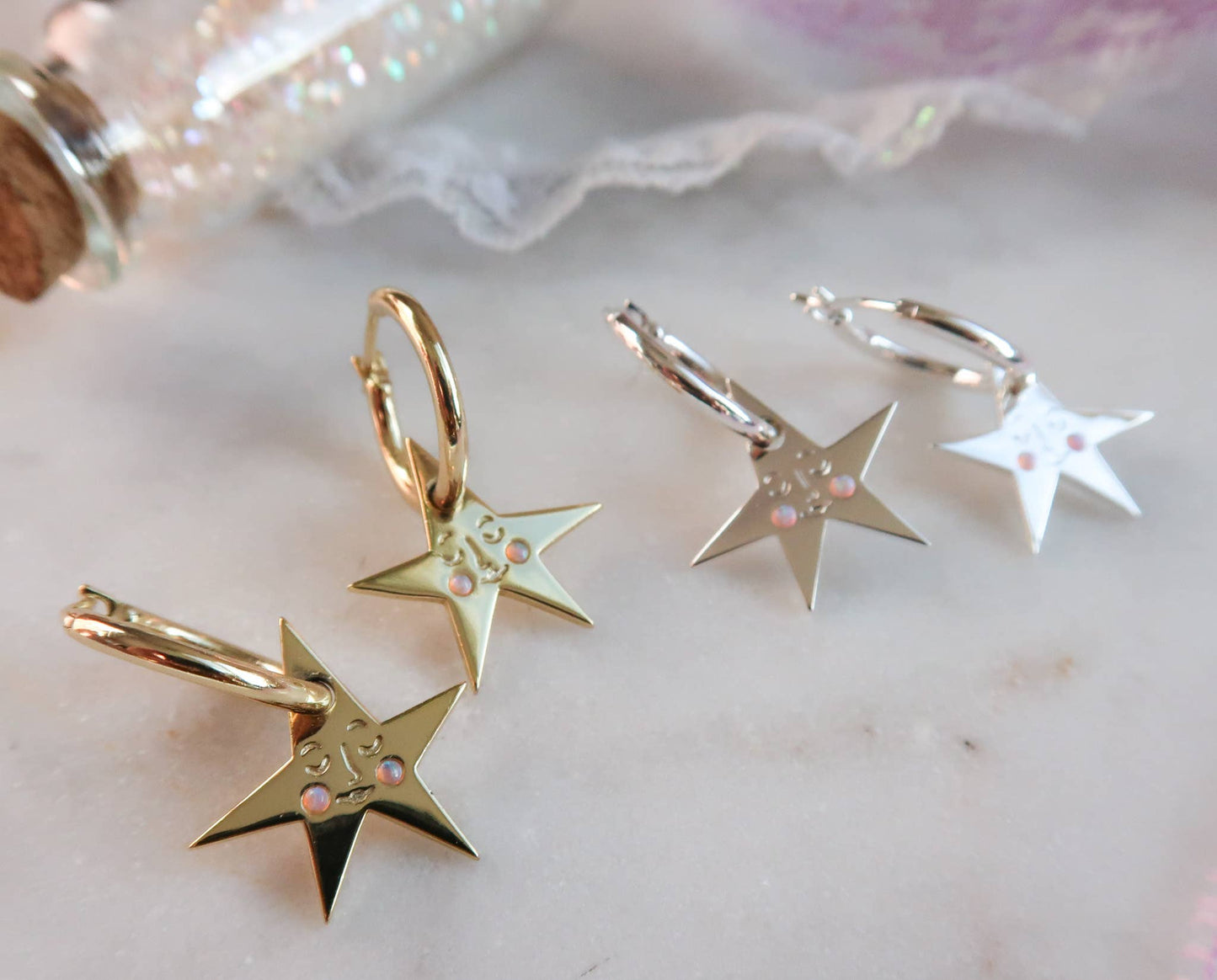 You make me Blush Star Hoop Earrings