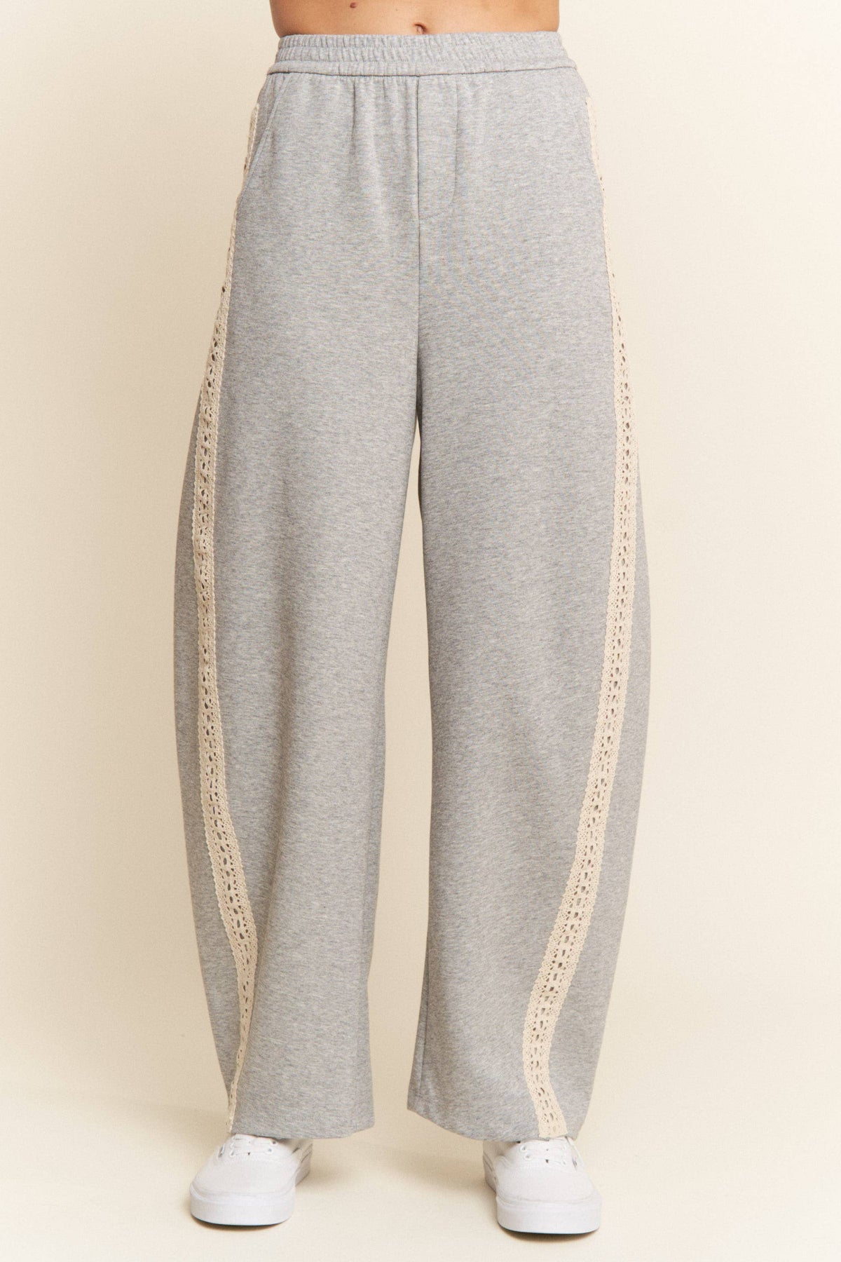Crochet Trim Loose Fit Barrel Sweatpants