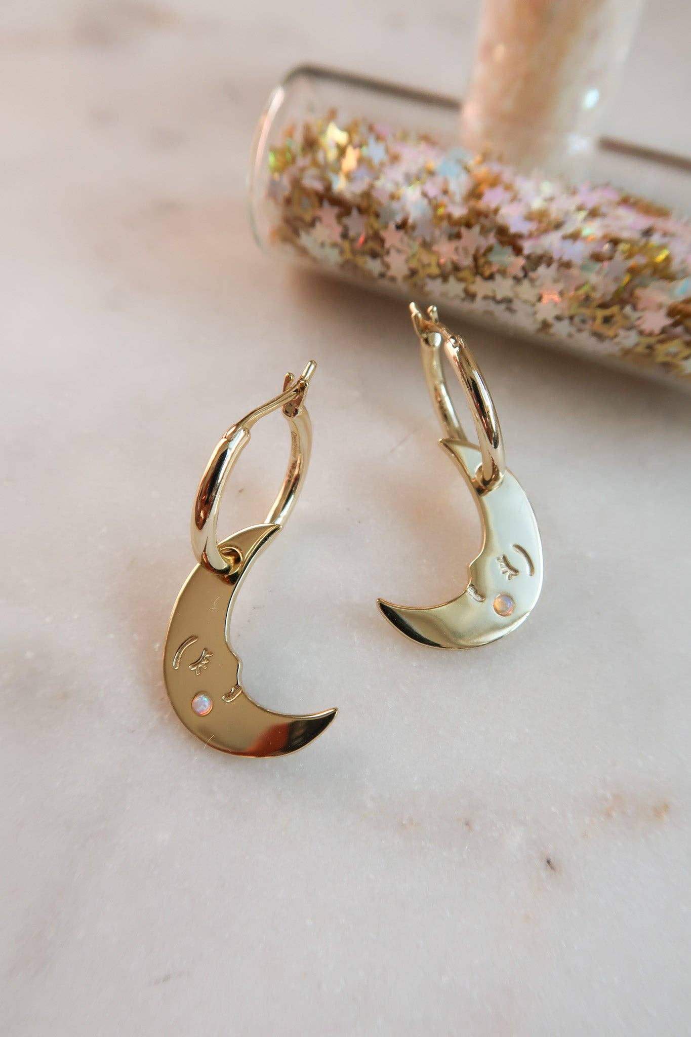 You are my Moonlit Secret Moon Hoop Earrings
