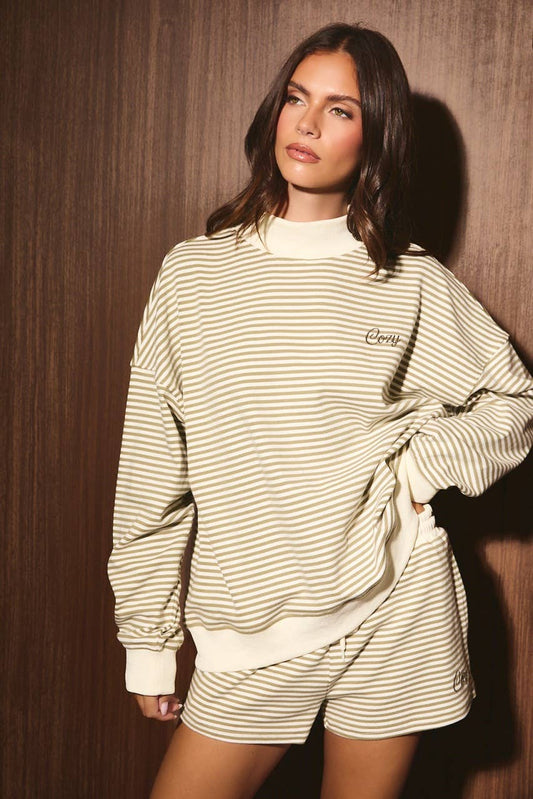 Cozy Olive Stripe Set (TOP)