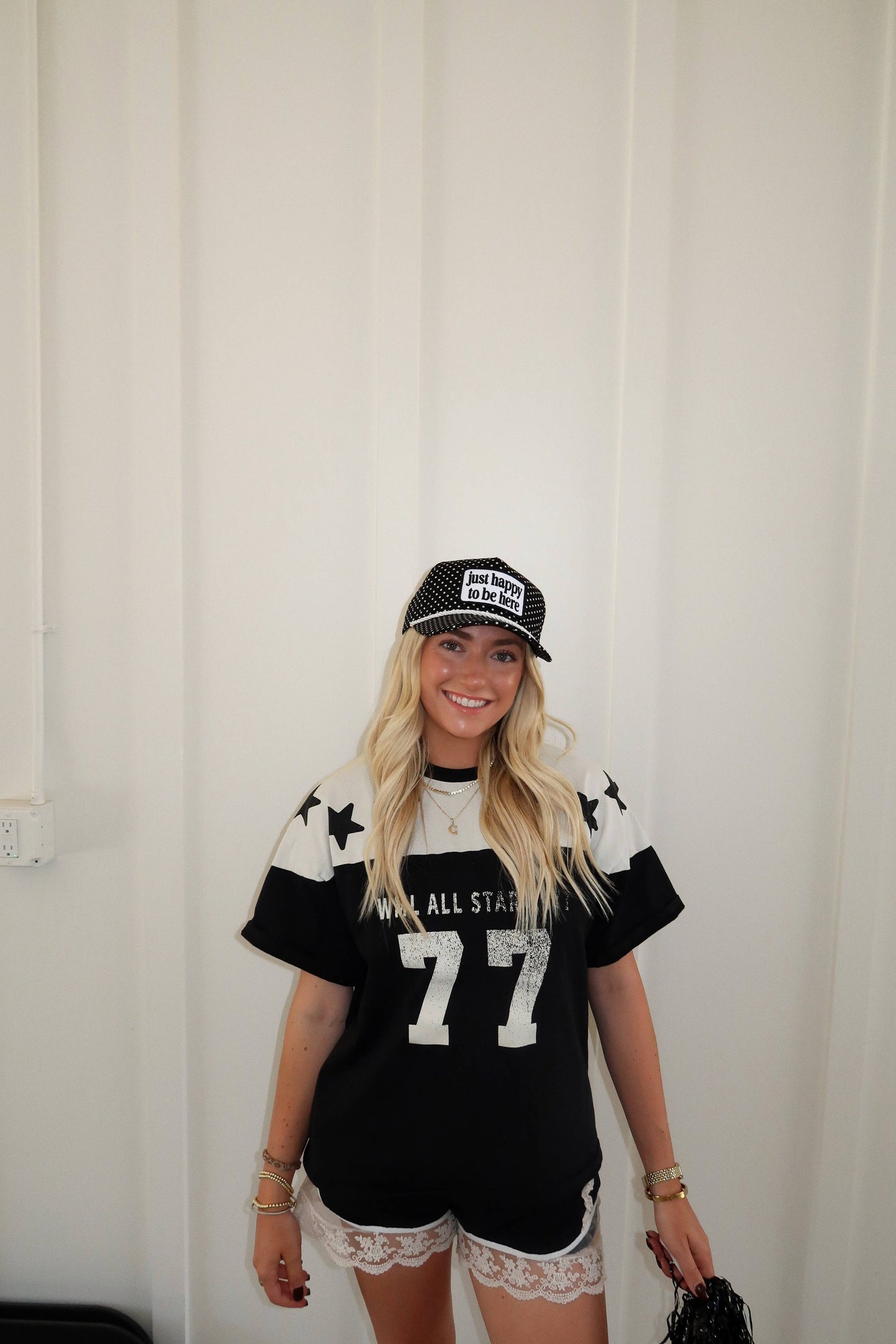 Just Happy To Be Here Polka Dot Patch Hat Game Day Hat