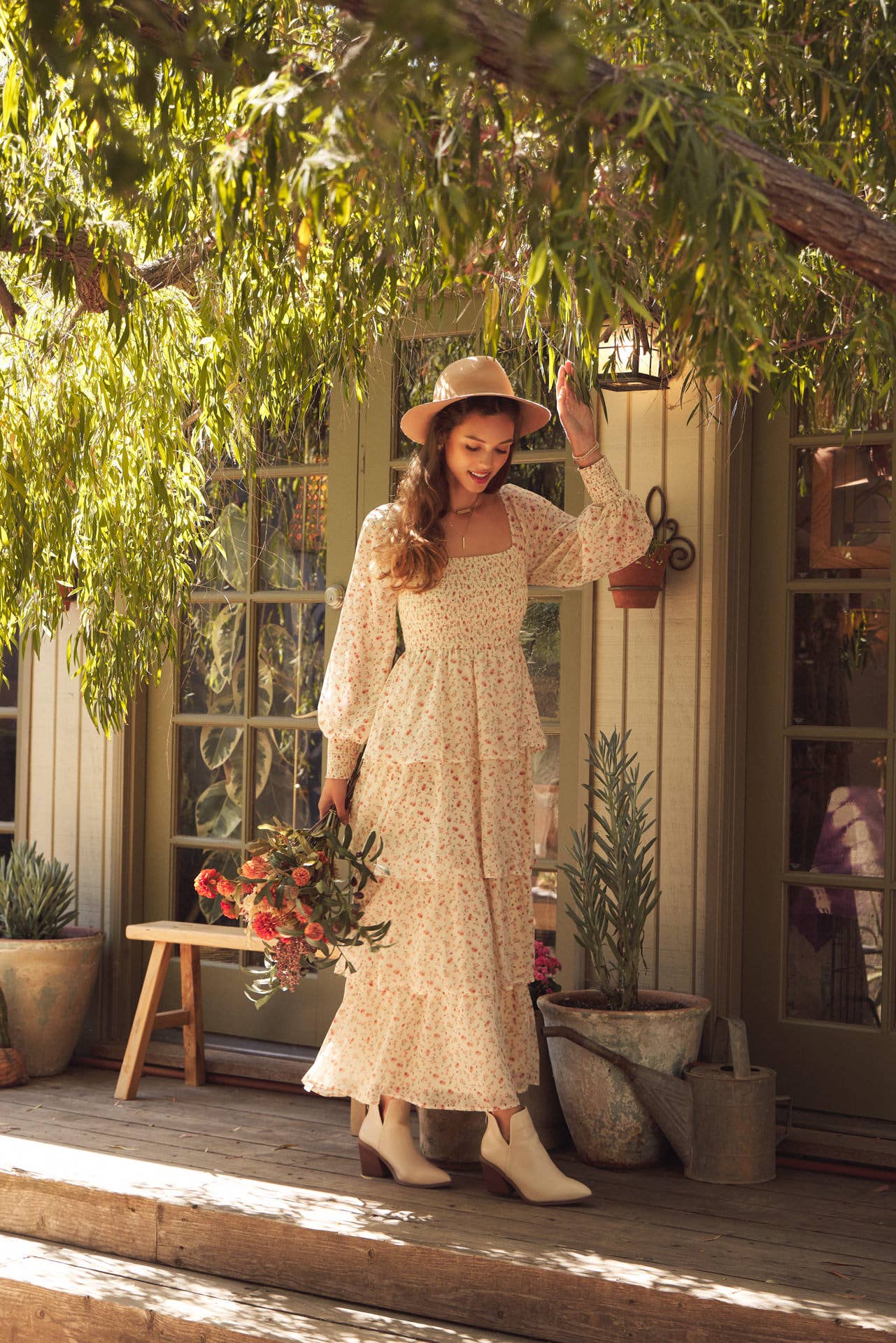 In February | Garden Floral Chiffon Maxi Dress