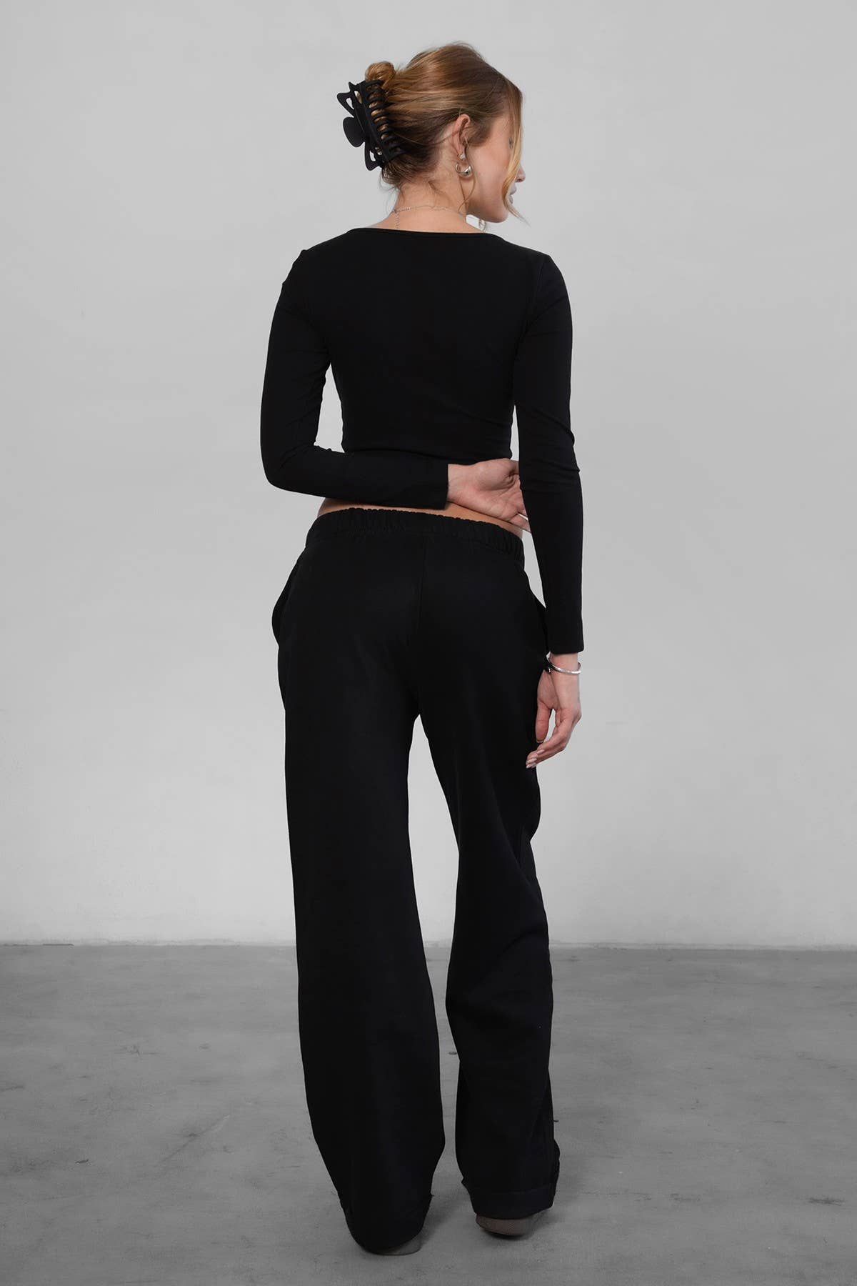 LANI Cloud Fleece Wide Leg Sweatpants Stretch Waist & Pocket
