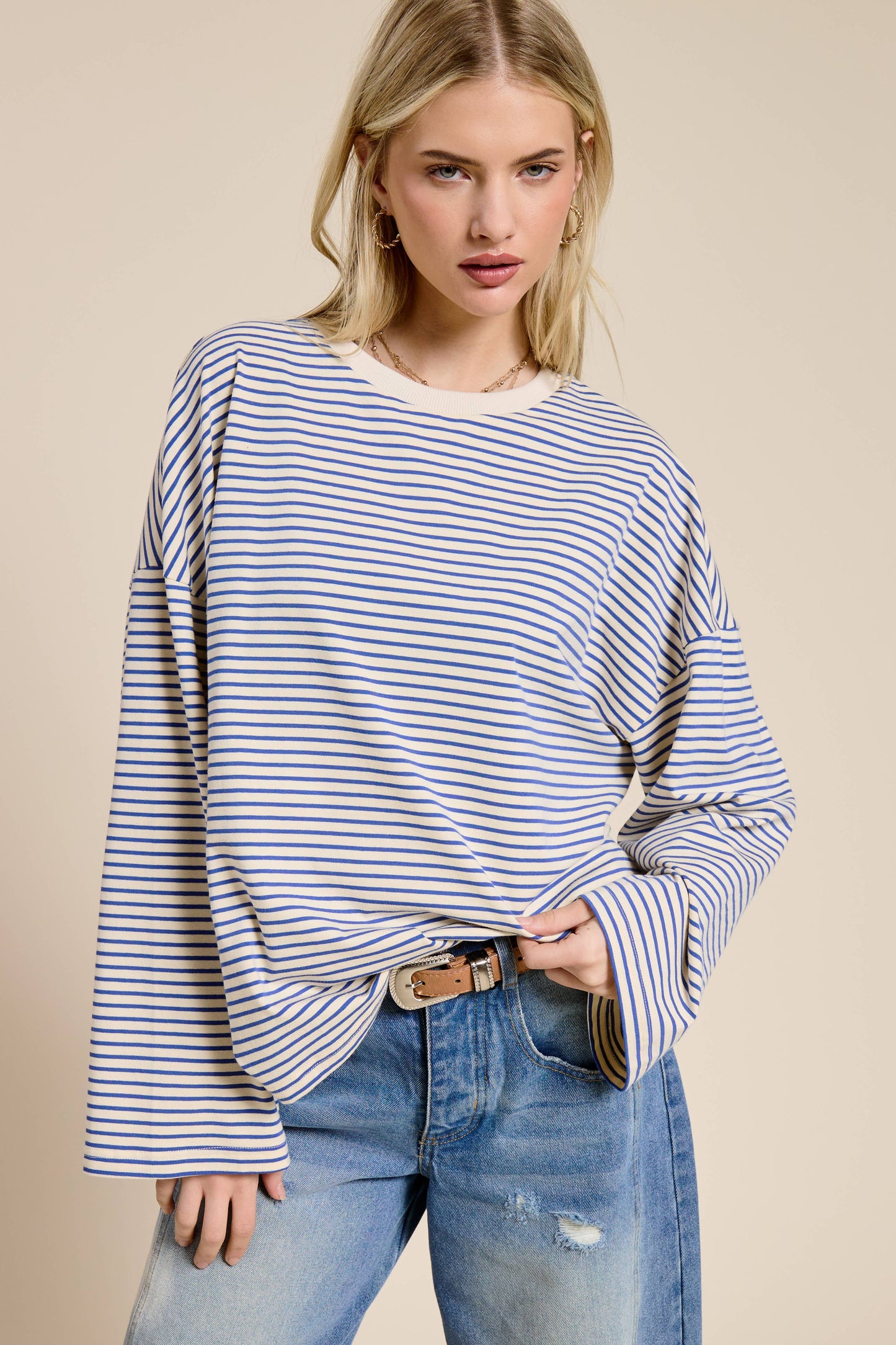 Mimosa | Striped Oversized Long Sleeve Top