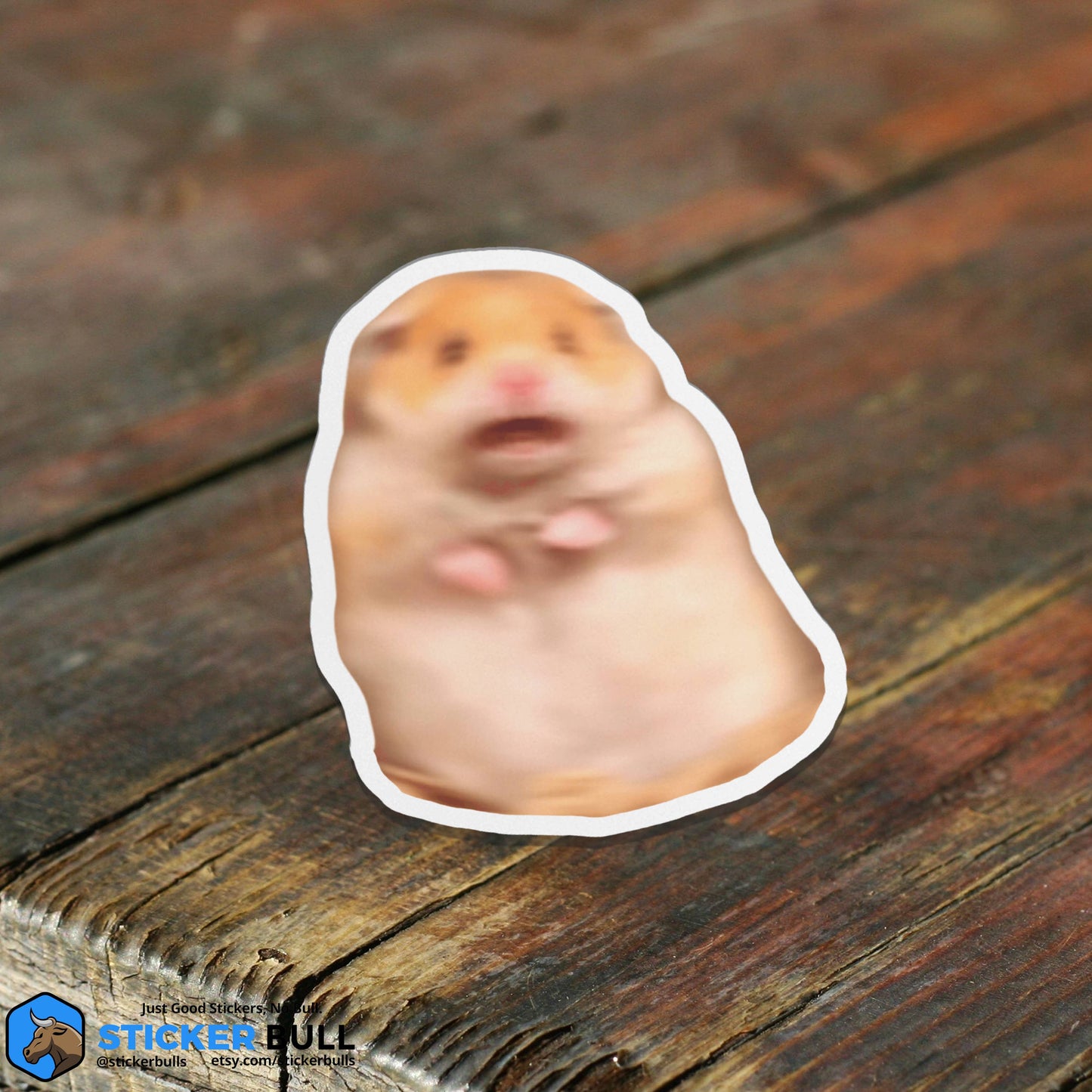 Scared Hamster Funny Meme Sticker, Waterproof Vinyl Sticker