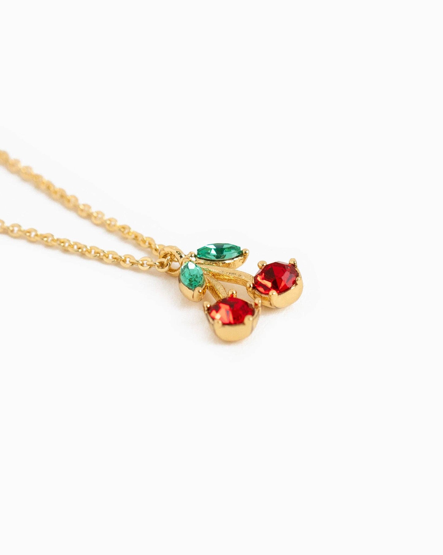 Double Cherry Sparkle Fruit Pendant Necklace