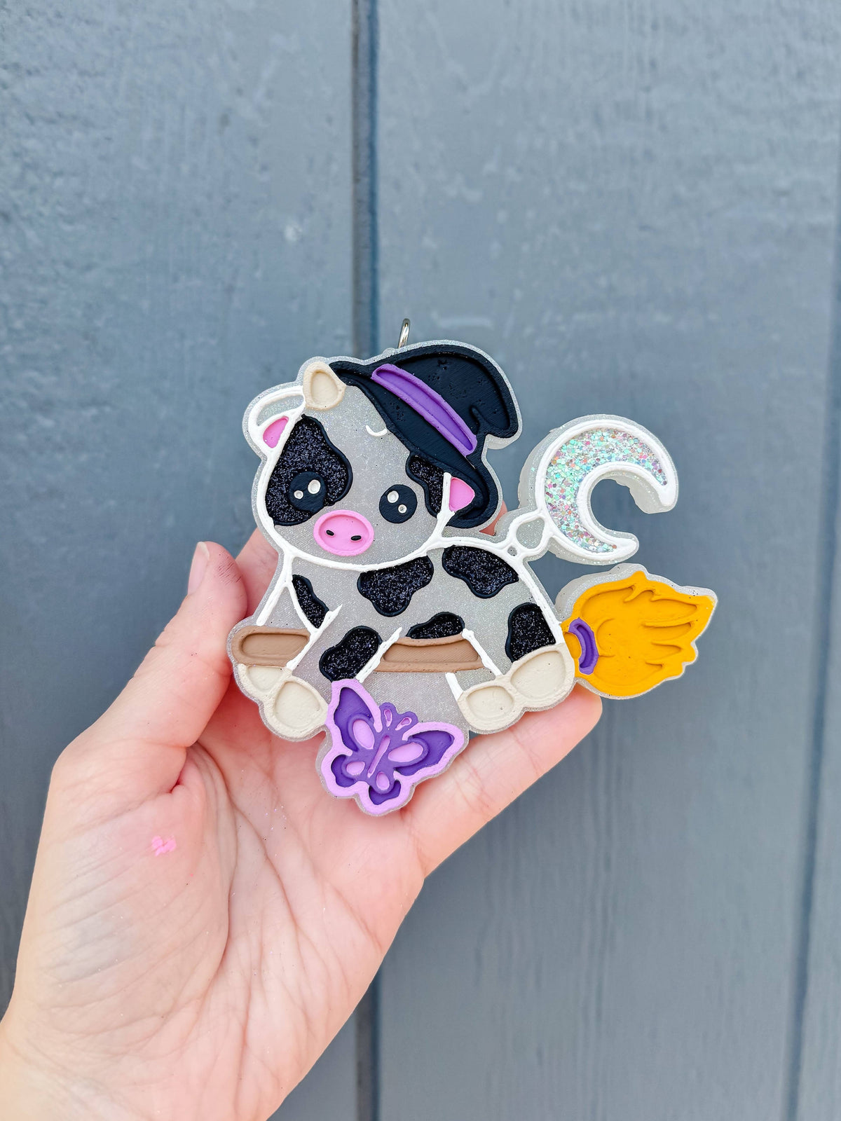 RTS GLOW IN THE DARK Witchy Cow Freshie (Scent: Rio Rumberry)
