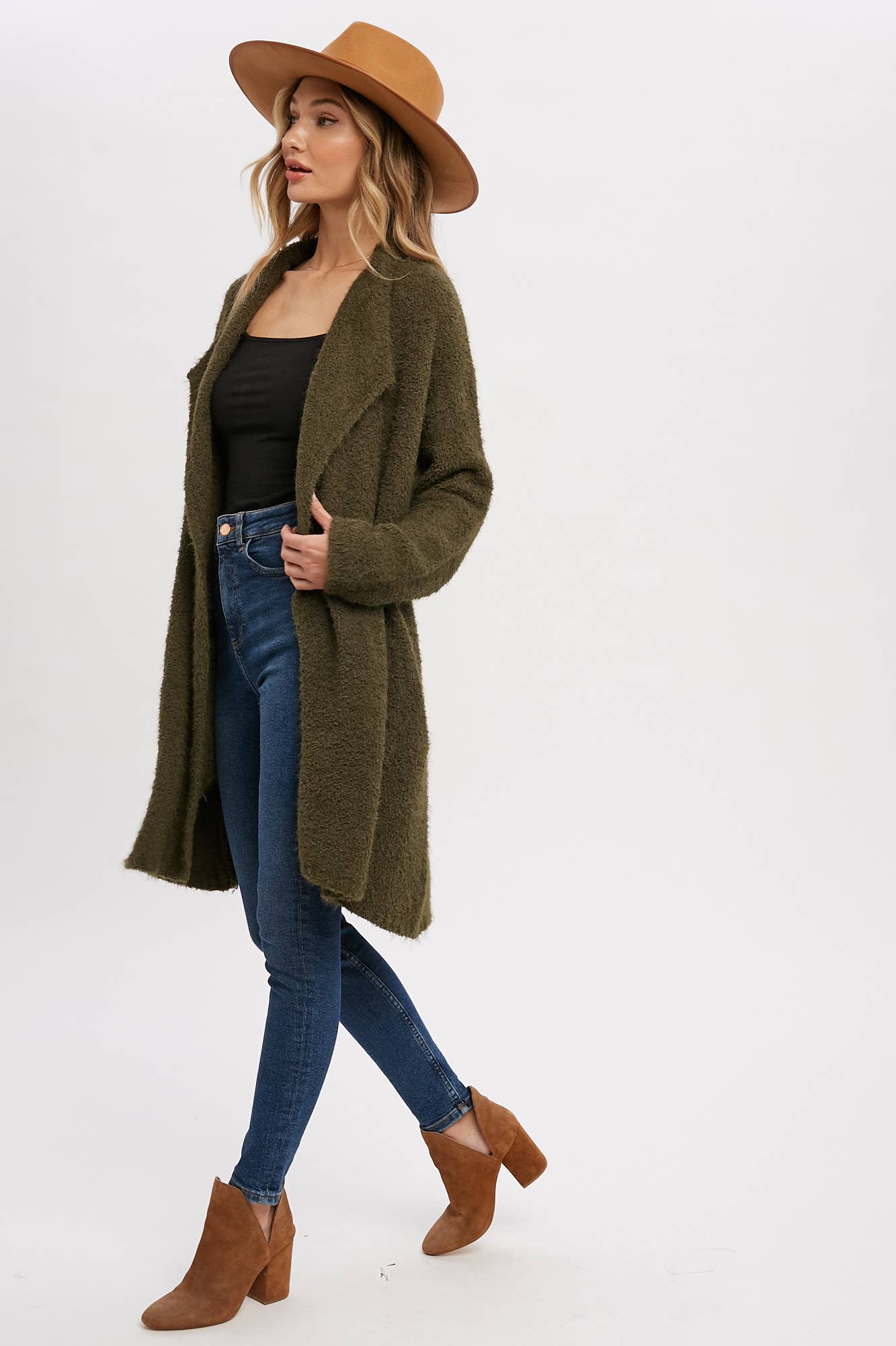 Bluivy | SOFT FUZZY DRAPE FRONT CARDIGAN