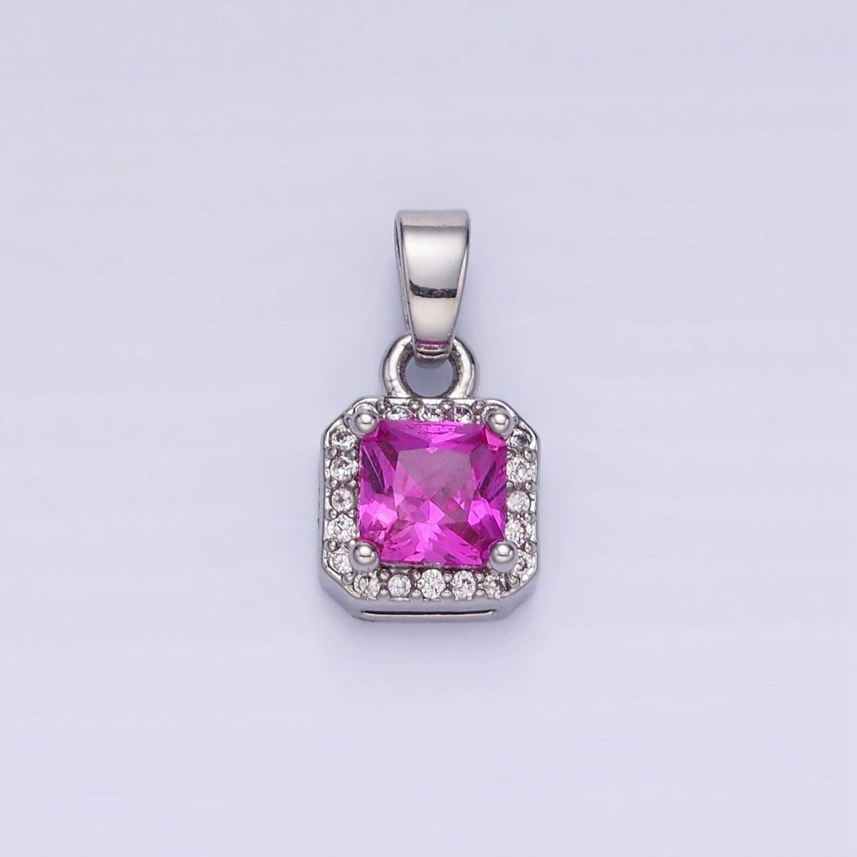 14K Gold Filled CZ Micro Paved Edged Square Pendant in Gold & Silver | AA1270 - AA1280