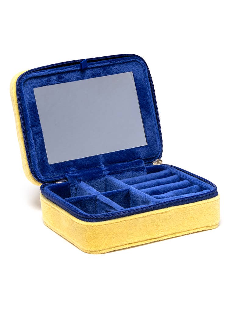 Velvet Jewelry Zip Case / Organizer - Butter Stick - Yellow