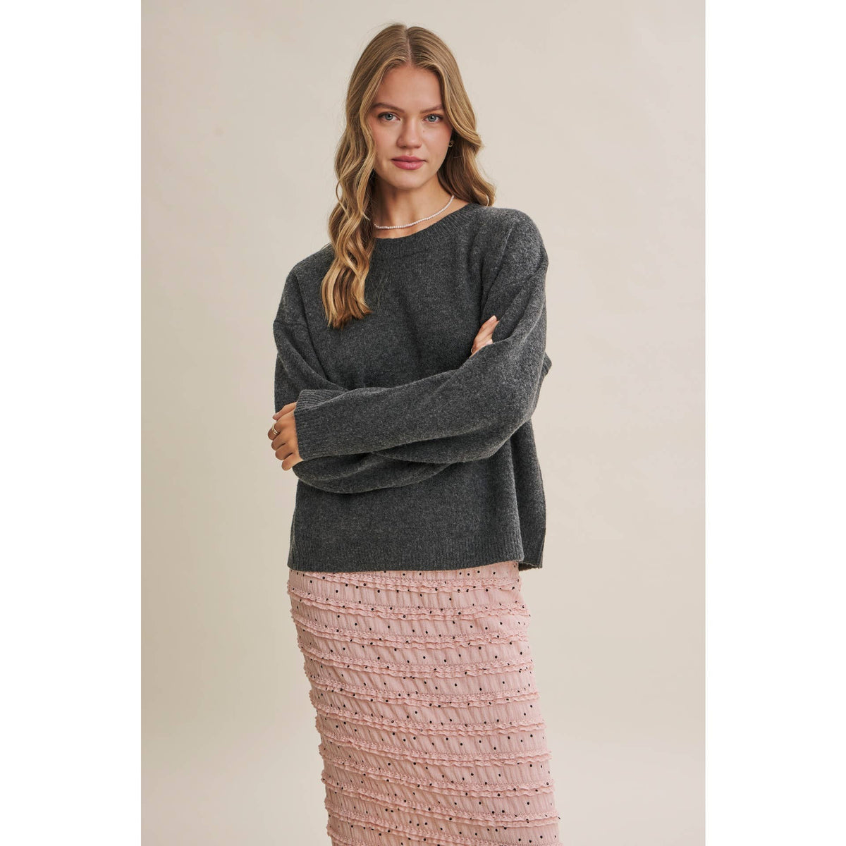 AUTUMN PICNIC PLAYUFL OPEN-BACK GINGHAM BOW SWEATER TOP