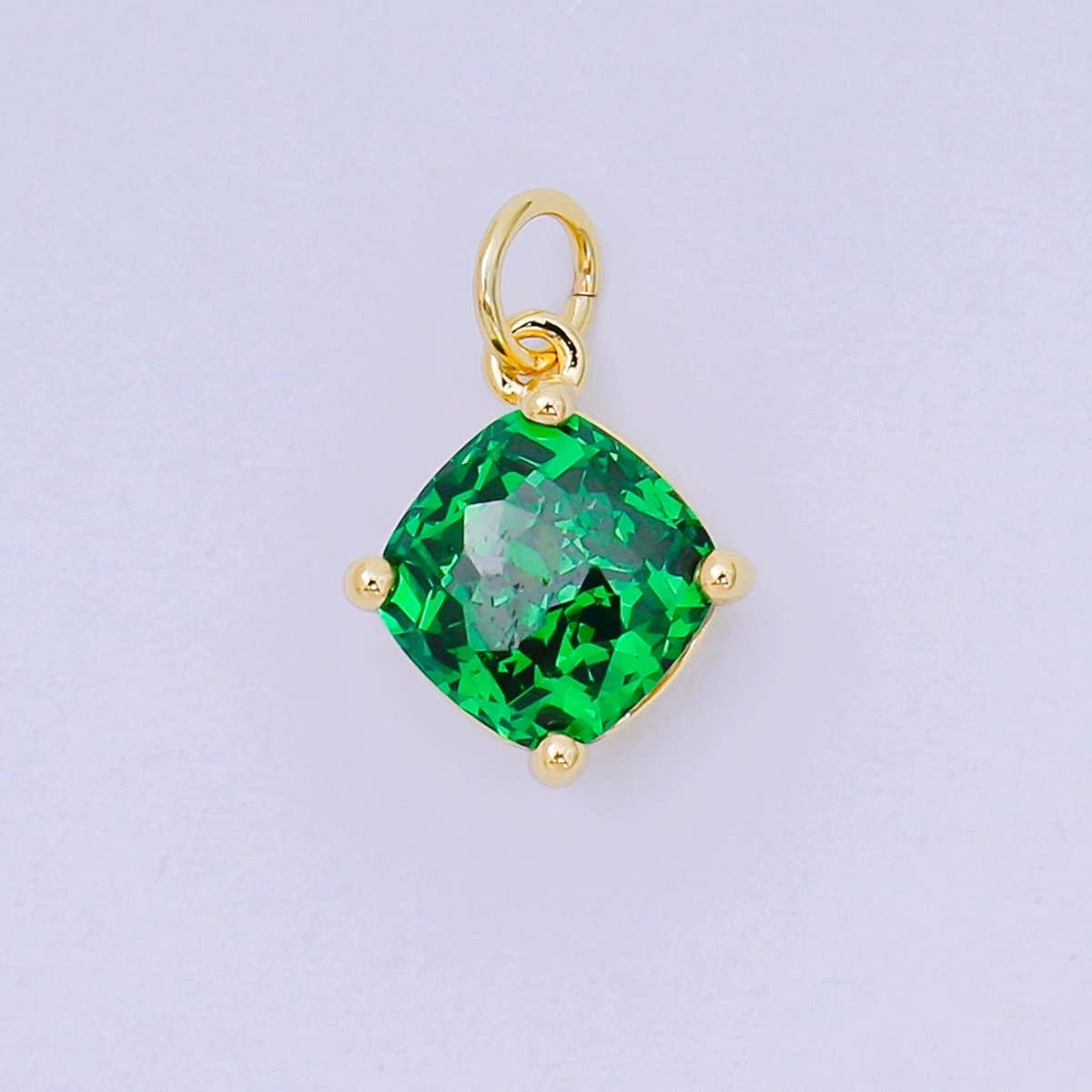 24K Gold Filled 13mm Rhombus Multicolor Birthstone CZ Charm in Gold | AC1561 - AC1567