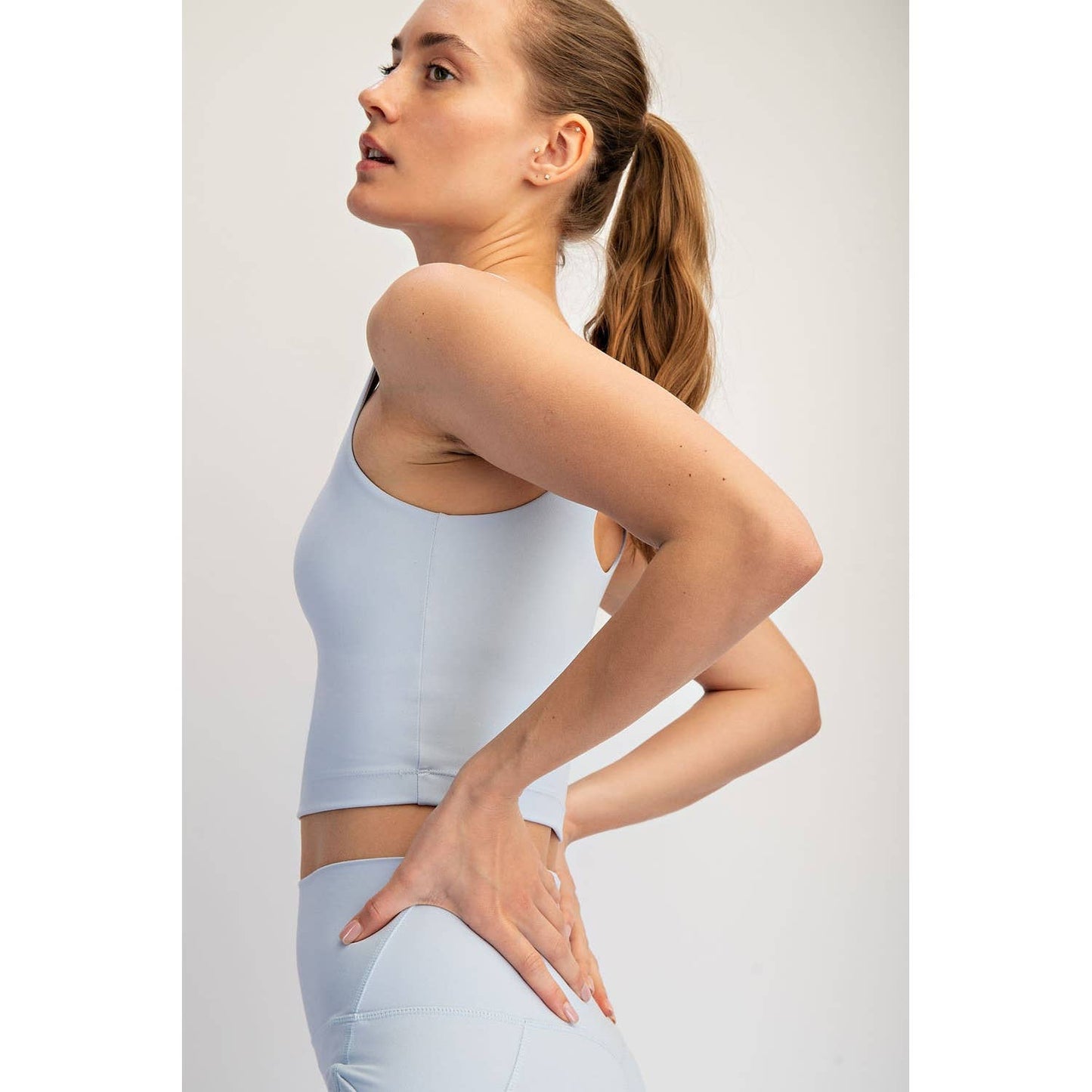 NYLON BUTTER SQUARE NECK CROPPED TANK