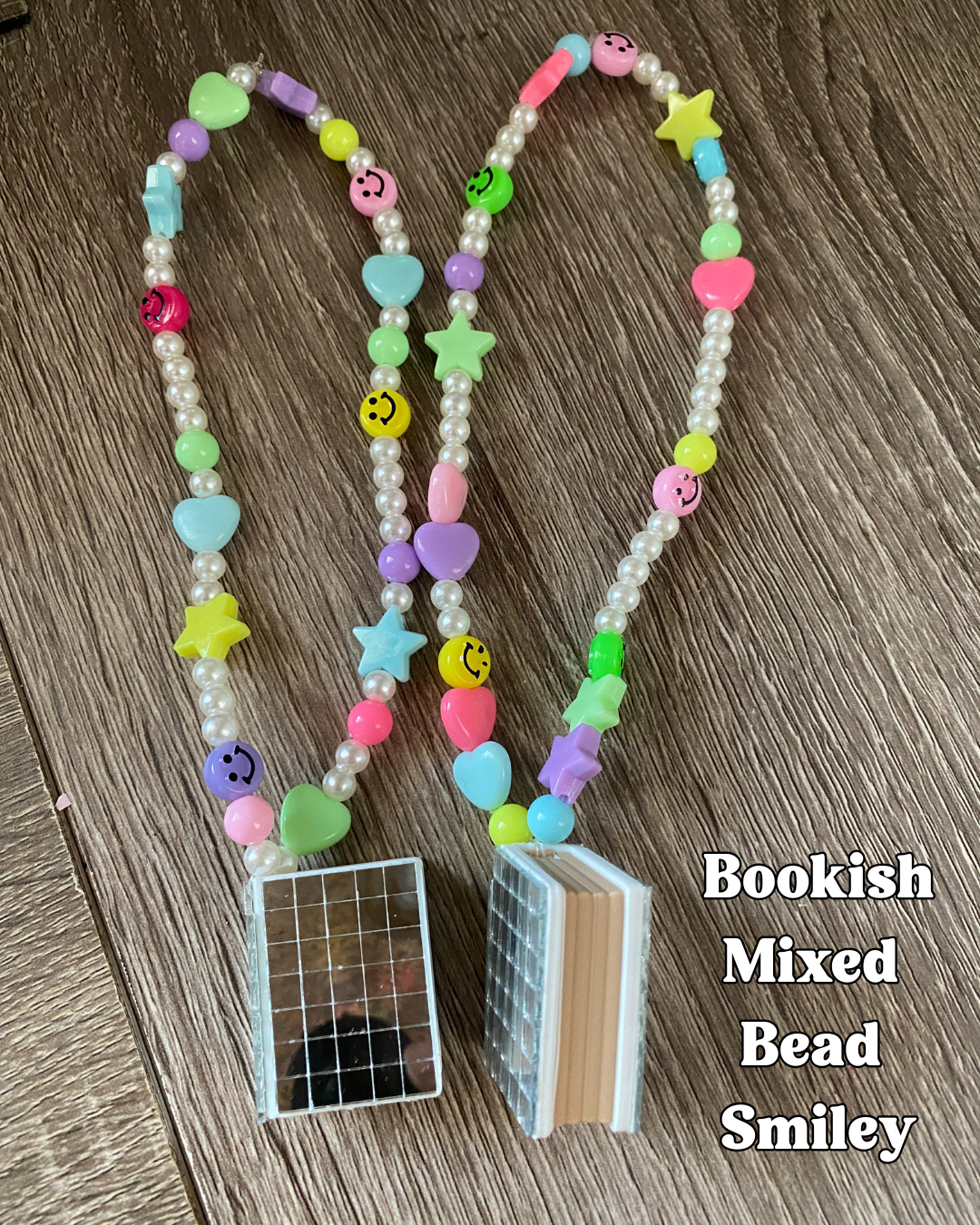 Mixed Bead Smiley Bookish Car Charm