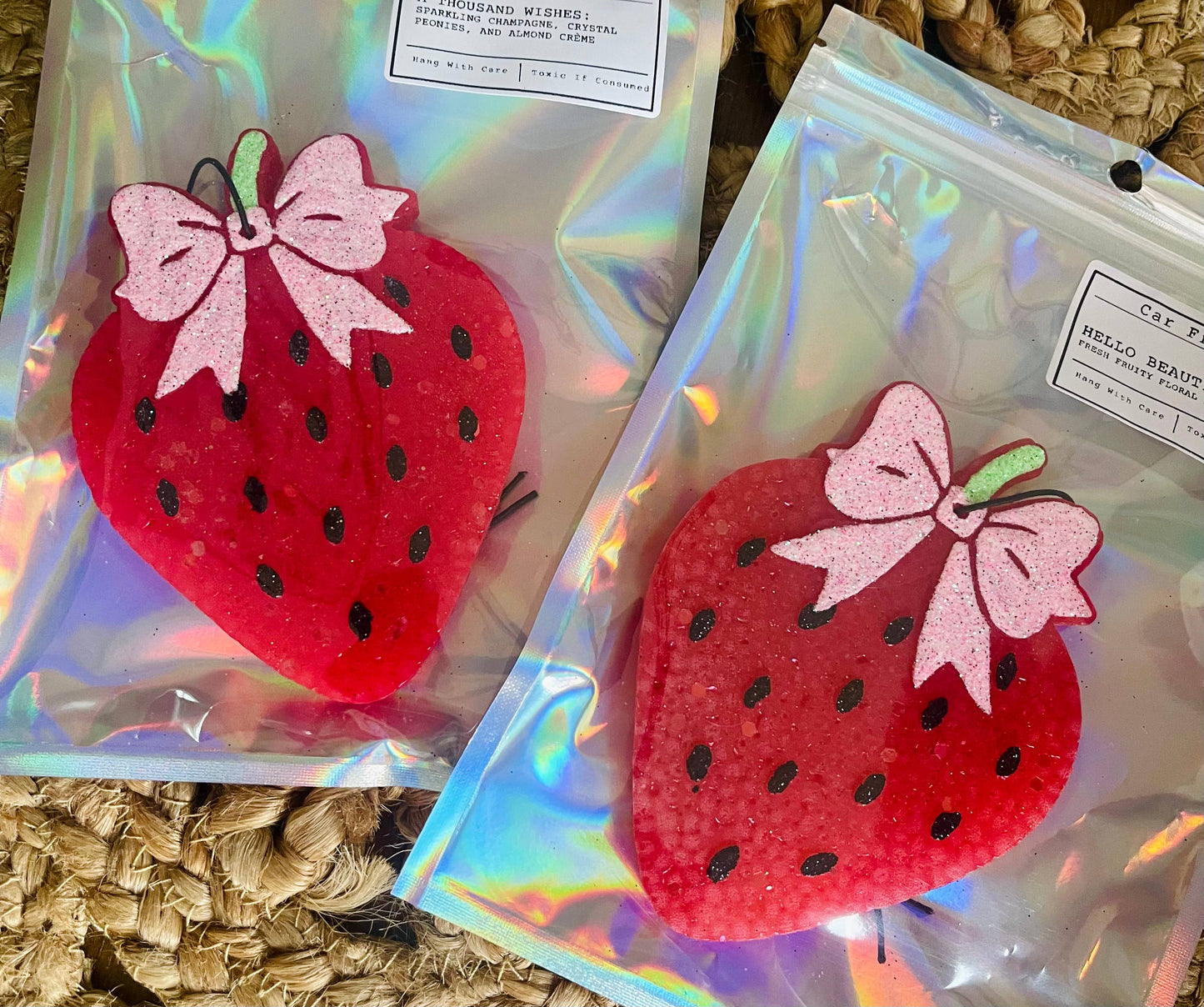 Strawberry Bow Car Freshie 