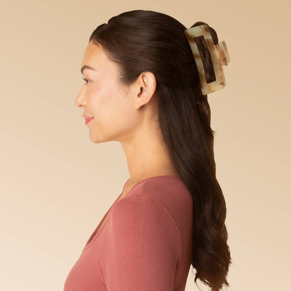Kitsch | Recycled Plastic Jumbo Open Shape Claw Clip - Chocolate Marble