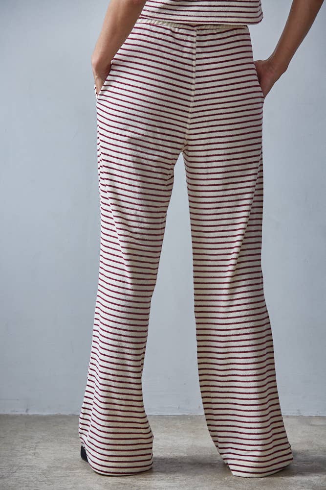 Knit Cotton Striped Flare Pants