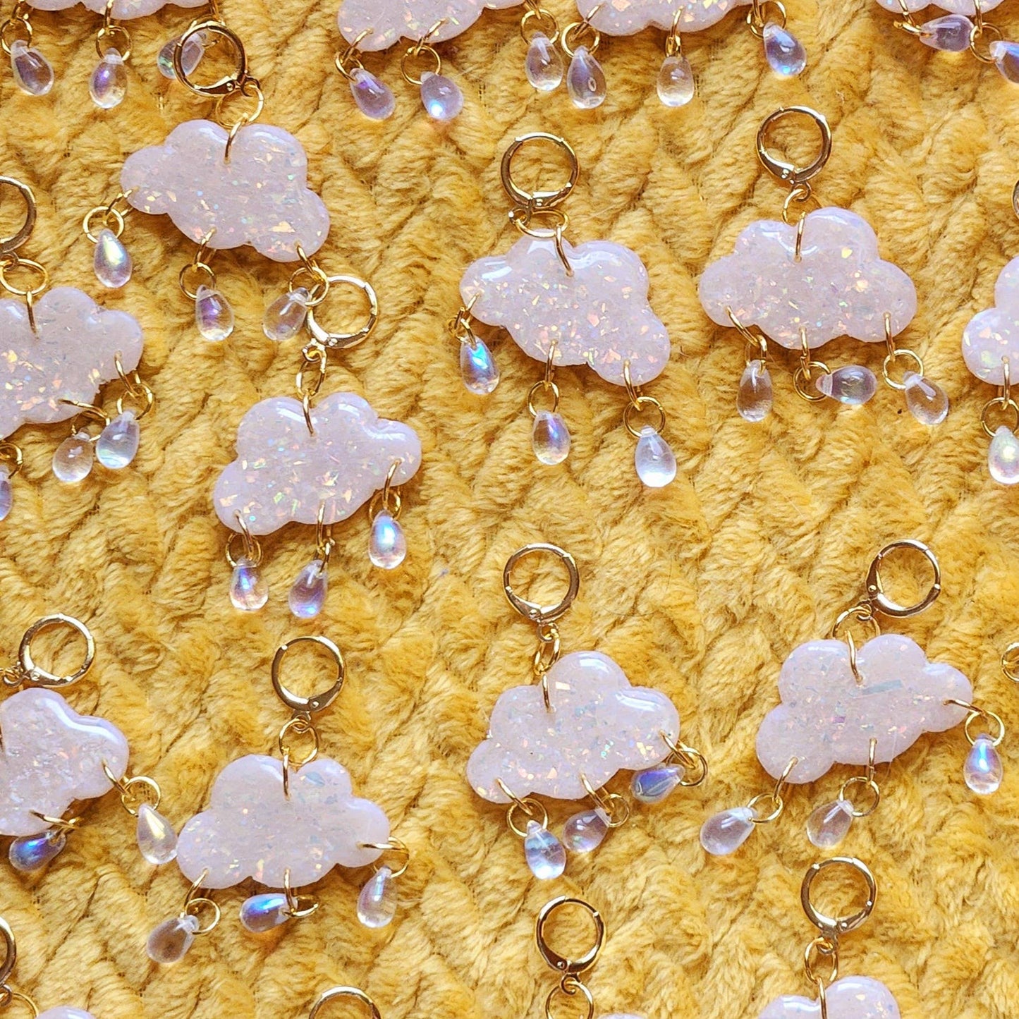 Opal earrings glitter cloud clay earrings cute iridescent