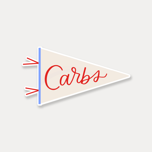 Carbs Vinyl Sticker | Funny Food Stickers, Pennant Sticker