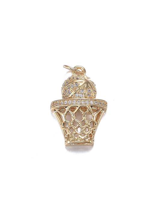 Gold Swish, Swish Basketball Charm - Gold