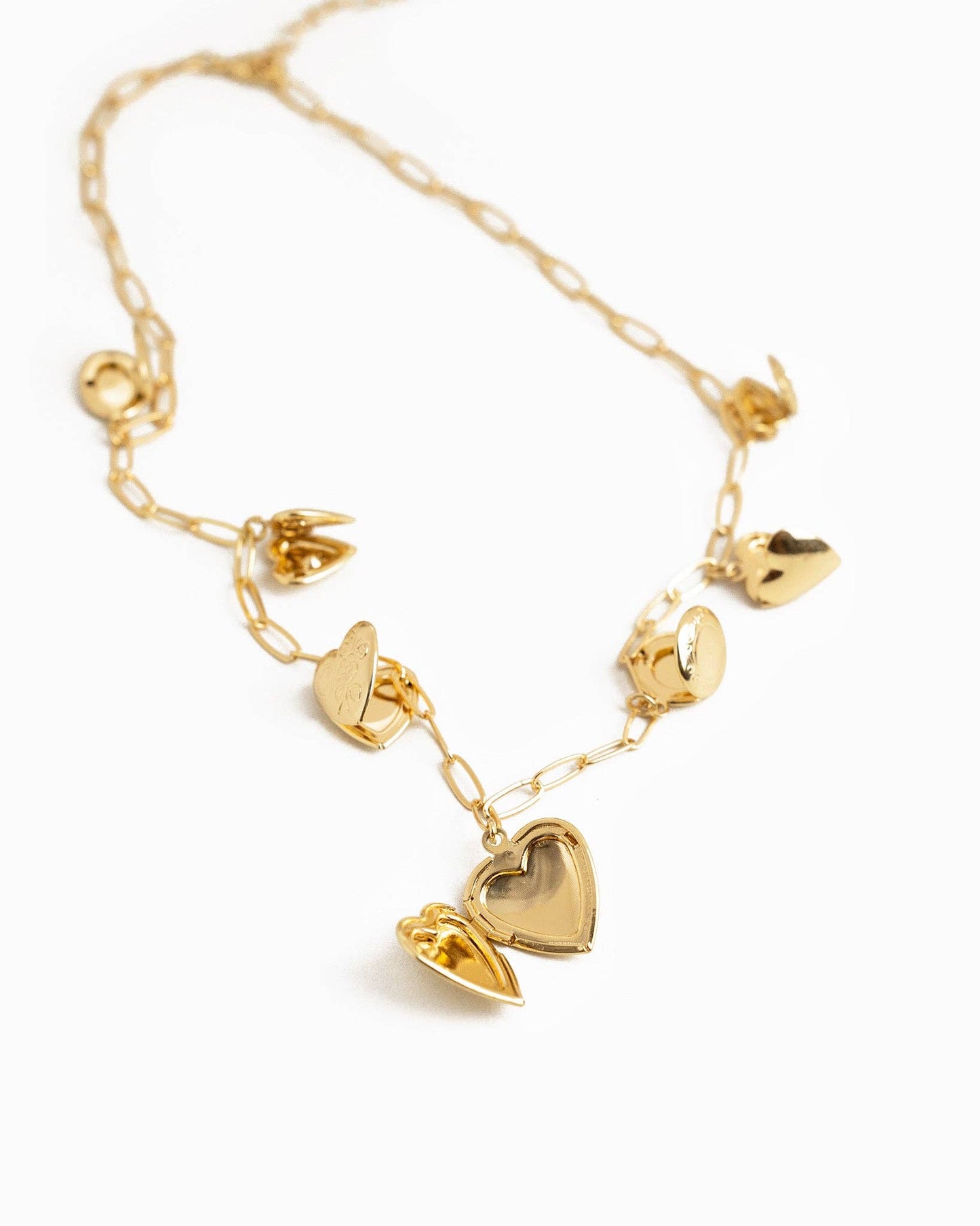 Seven Heart Locket Charm Necklace
