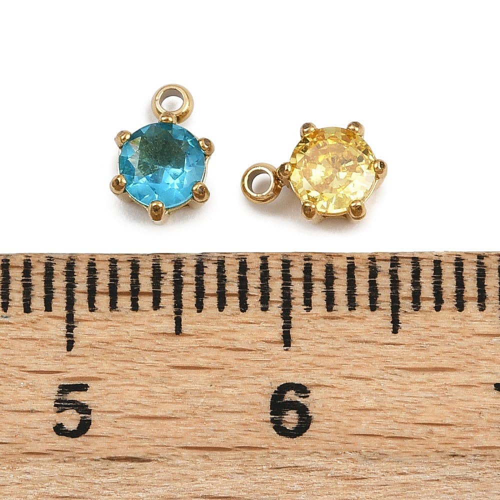 Cubic Zironia Birthstone Gold Charm Set