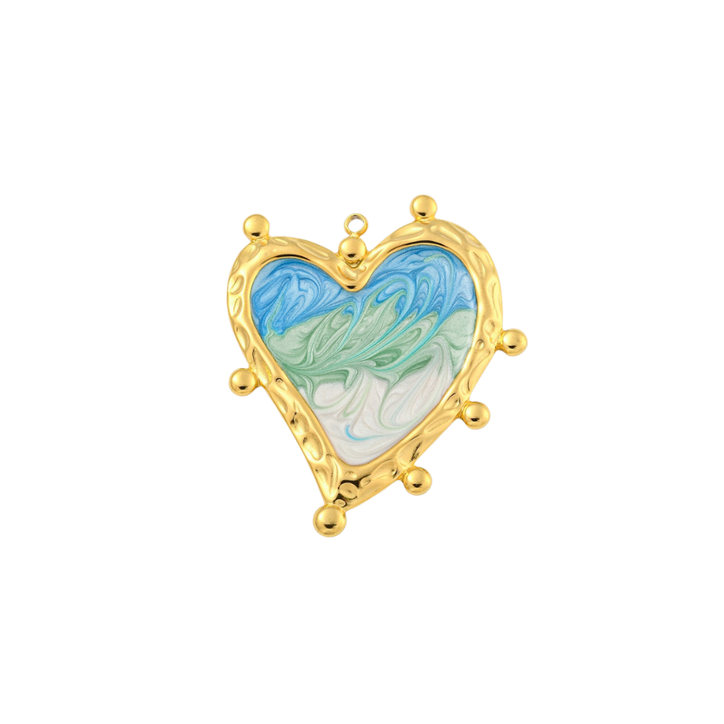 *Gold Assorted Tie-Dye Heart Charm