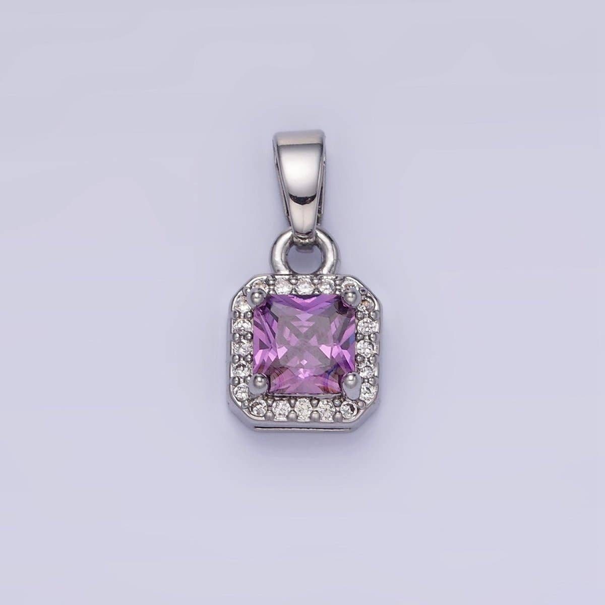 14K Gold Filled CZ Micro Paved Edged Square Pendant in Gold & Silver | AA1270 - AA1280