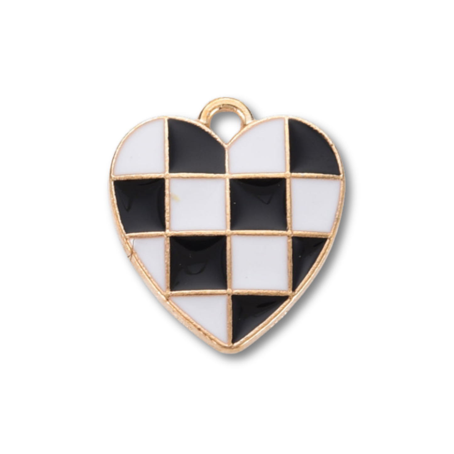 Heart Checkered Gold Charm